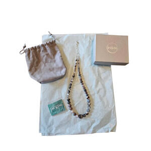 HSN Taupe Colored Graduated Agate Bead Necklace 20" w/ Adjustable Silver Closure